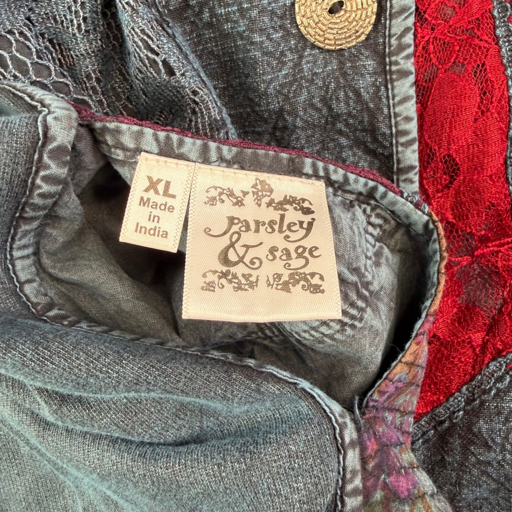 Parsley & Sage Reversible Patchwork Lace Art to Wear‎ Boho Vest XL Festival - Picture 3 of 16